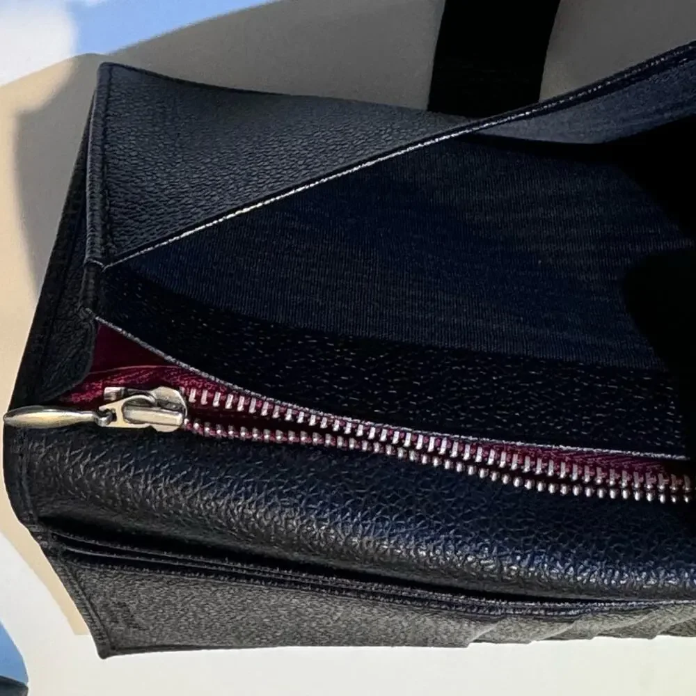 Bvlgari Black Leather Wallet‎ w/ Auth Certificate 6.7x3.5” Red Interior Luxury
